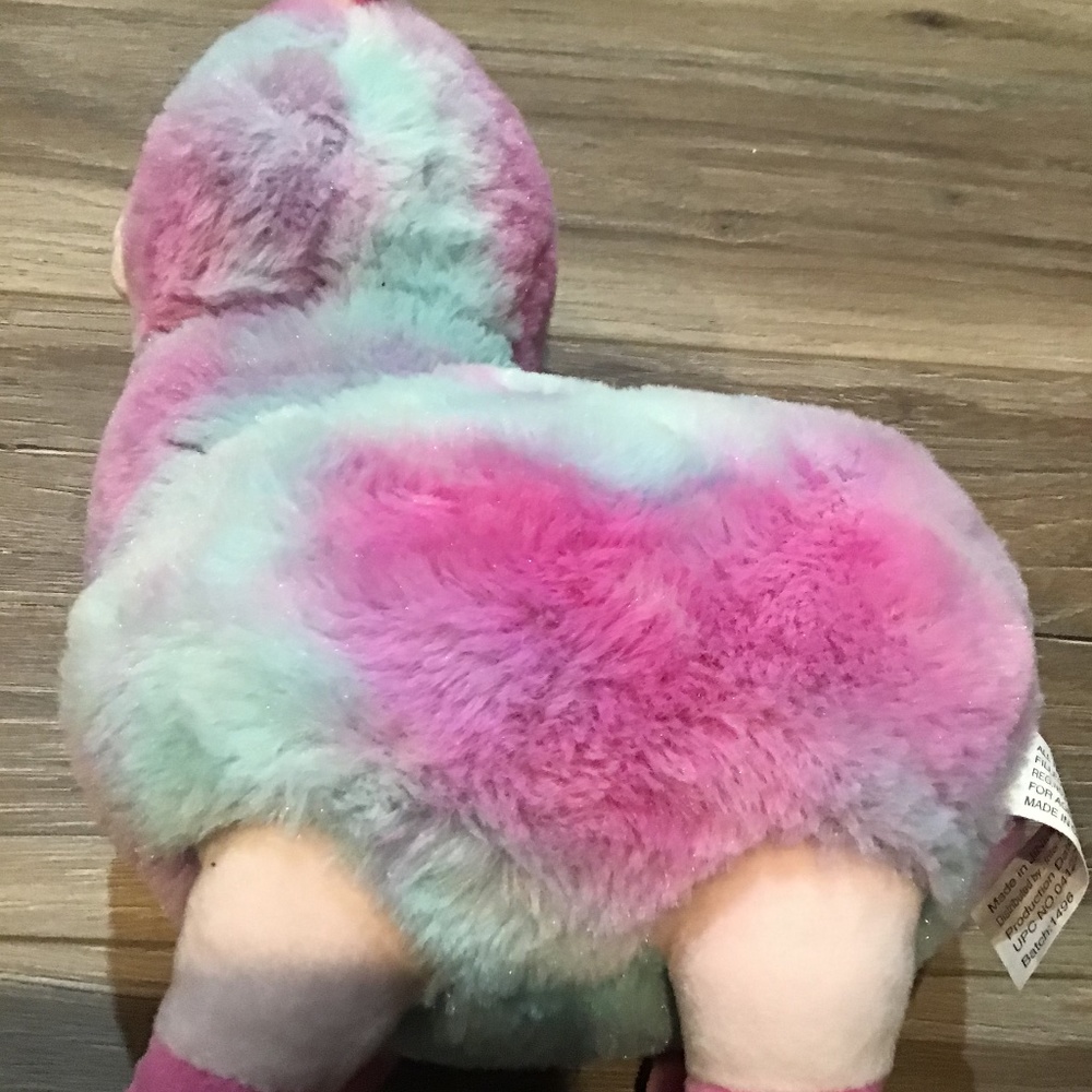 Blue and purple Llama with a tie die pattern